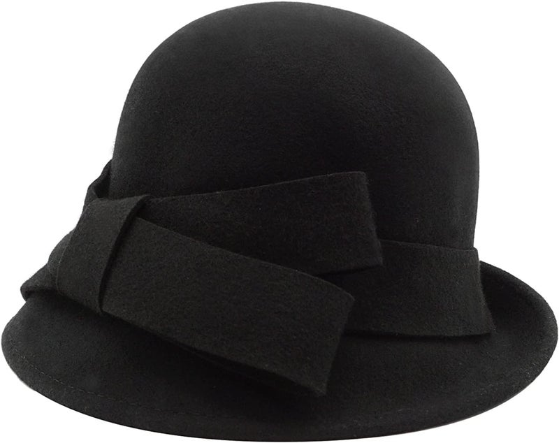 ORIDOOR Women Vintage Wool Felt Flowers Bucket Cloche Bowler Hat Church Wedding Dress Fascinator Hat Winter Felt Fedoras - Image 3